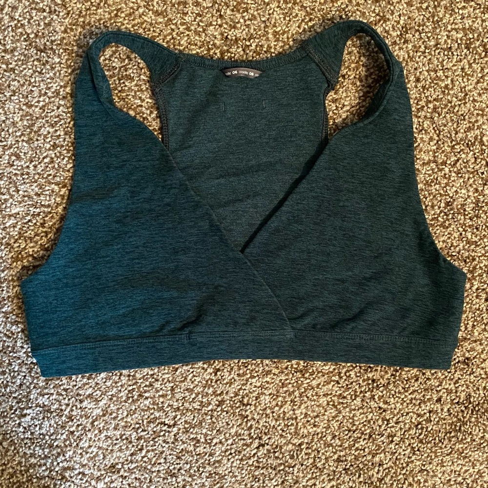Oiselle V-neck Sports Bra Size 6 Heathered Forrest Green